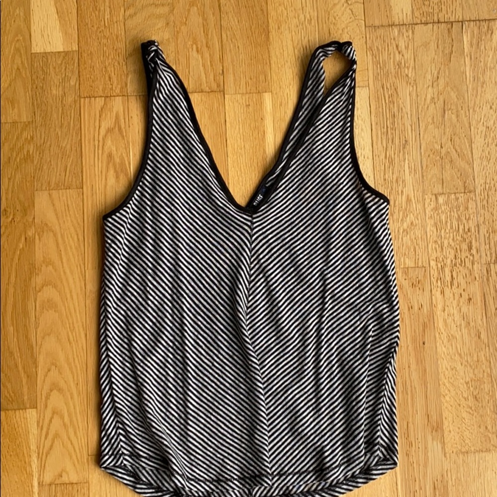 Paige black and gray striped tank